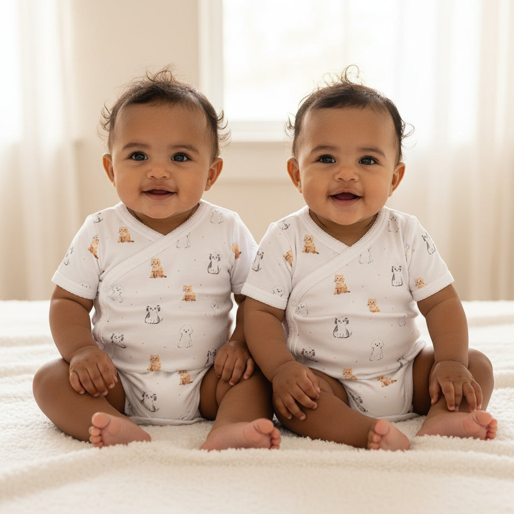 Short Sleeve Crossed Bodysuit 100% Peruvian Pima Cotton - Baby Unisex