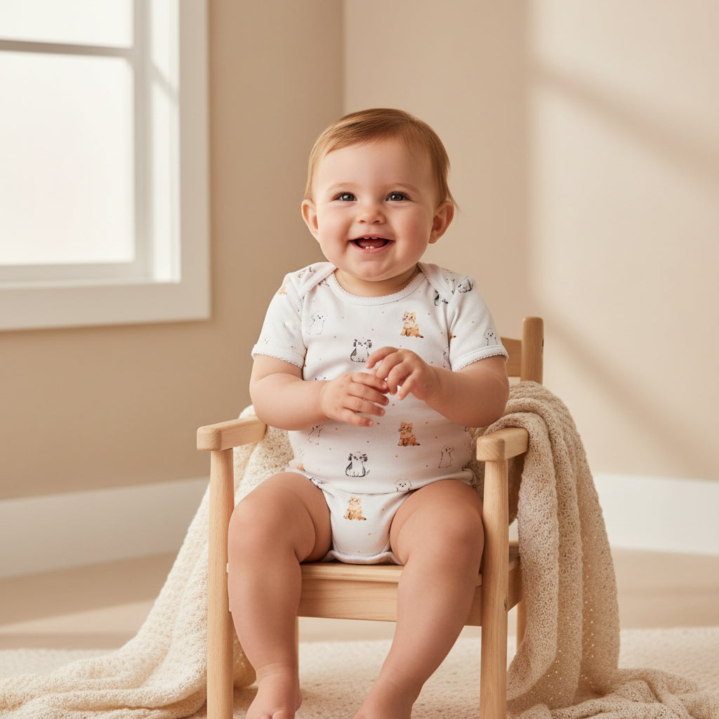 Short Sleeve Envelope Neck Bodysuit 100% Peruvian Pima Cotton - Baby Unisex