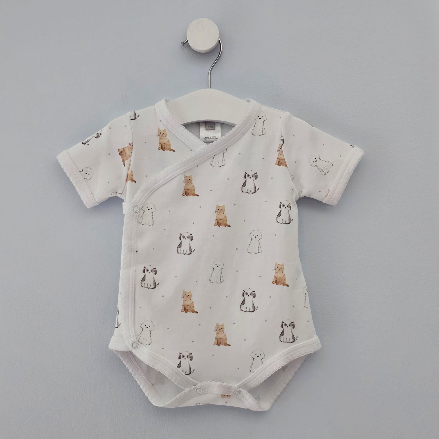 Short Sleeve Crossed Bodysuit 100% Peruvian Pima Cotton - Baby Unisex