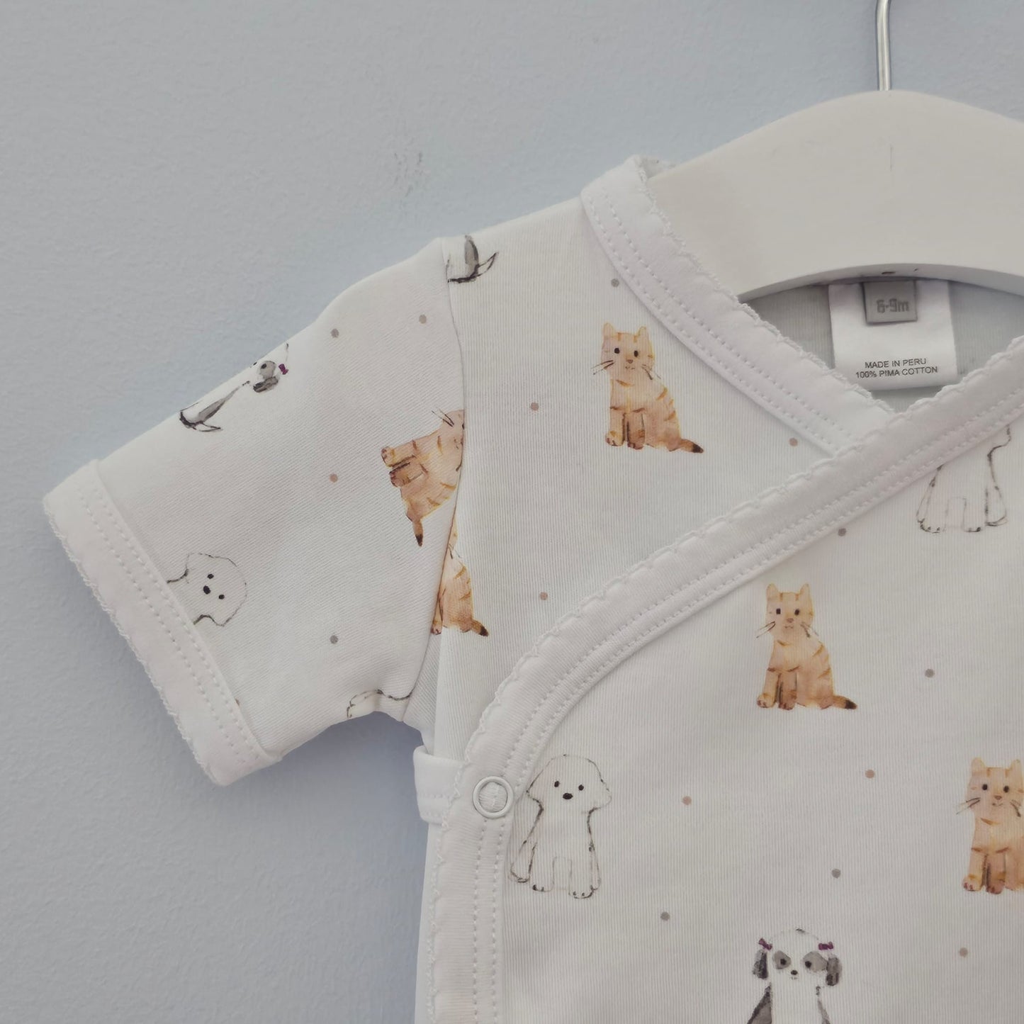 Short Sleeve Crossed Bodysuit 100% Peruvian Pima Cotton - Baby Unisex