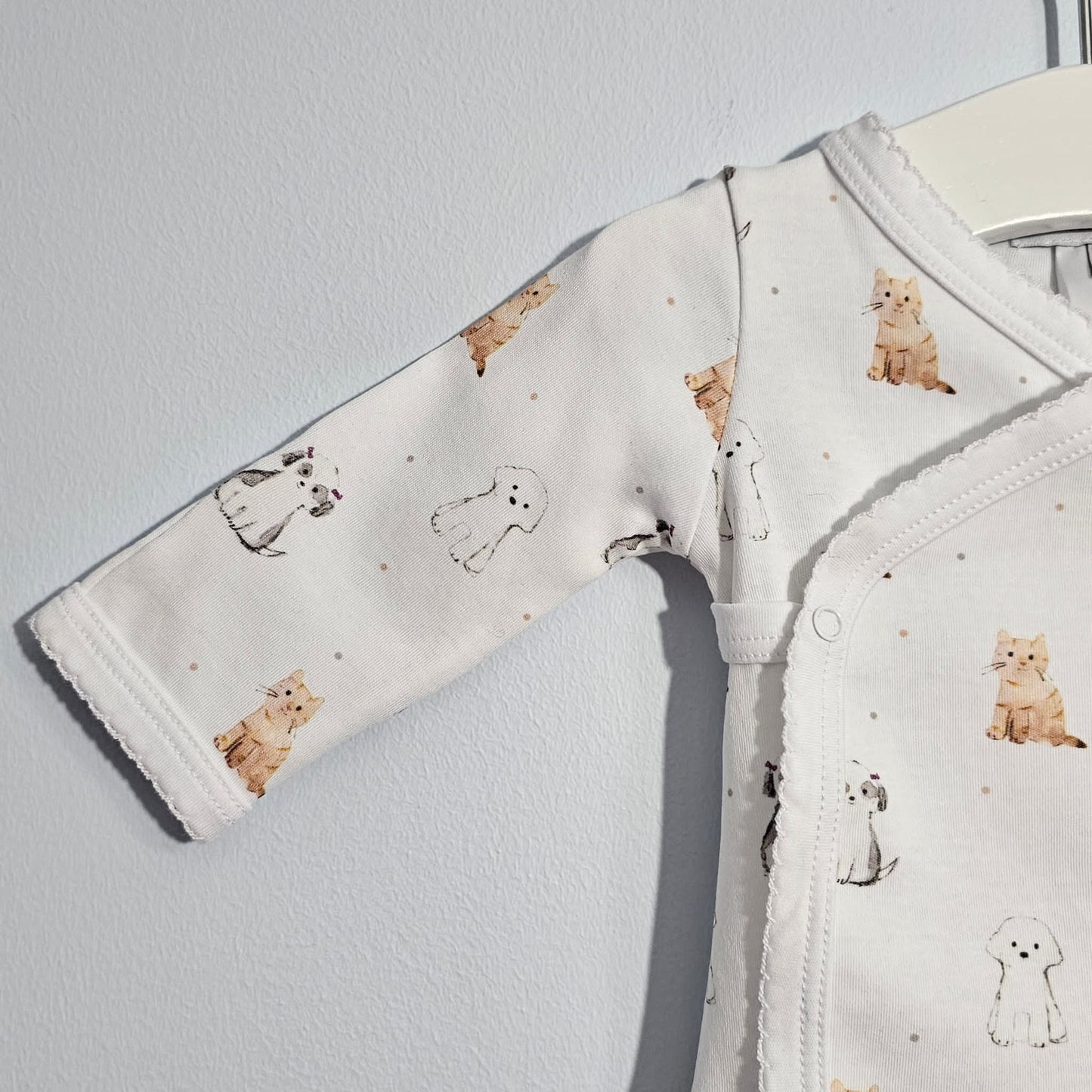 Long Sleeve Crossed Bodysuit Fold-over Scratch Mittens 100% Peruvian Pima Cotton - Baby Unisex