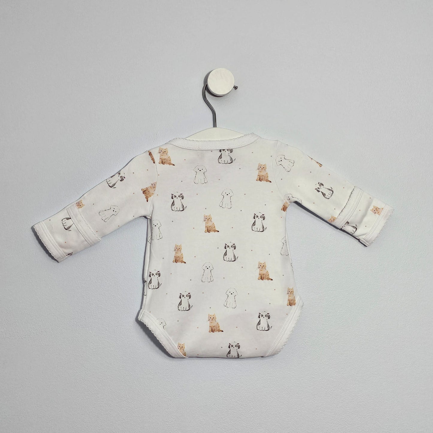 Long Sleeve Crossed Bodysuit Fold-over Scratch Mittens 100% Peruvian Pima Cotton - Baby Unisex