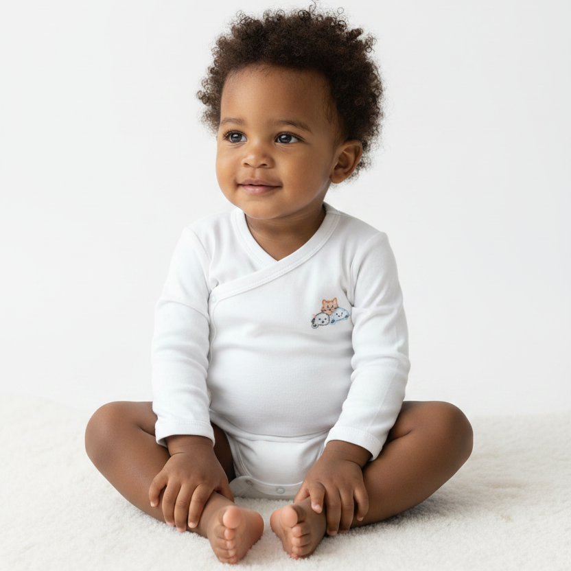 Long Sleeve Crossed Bodysuit 100% Peruvian Cotton - Baby Unisex