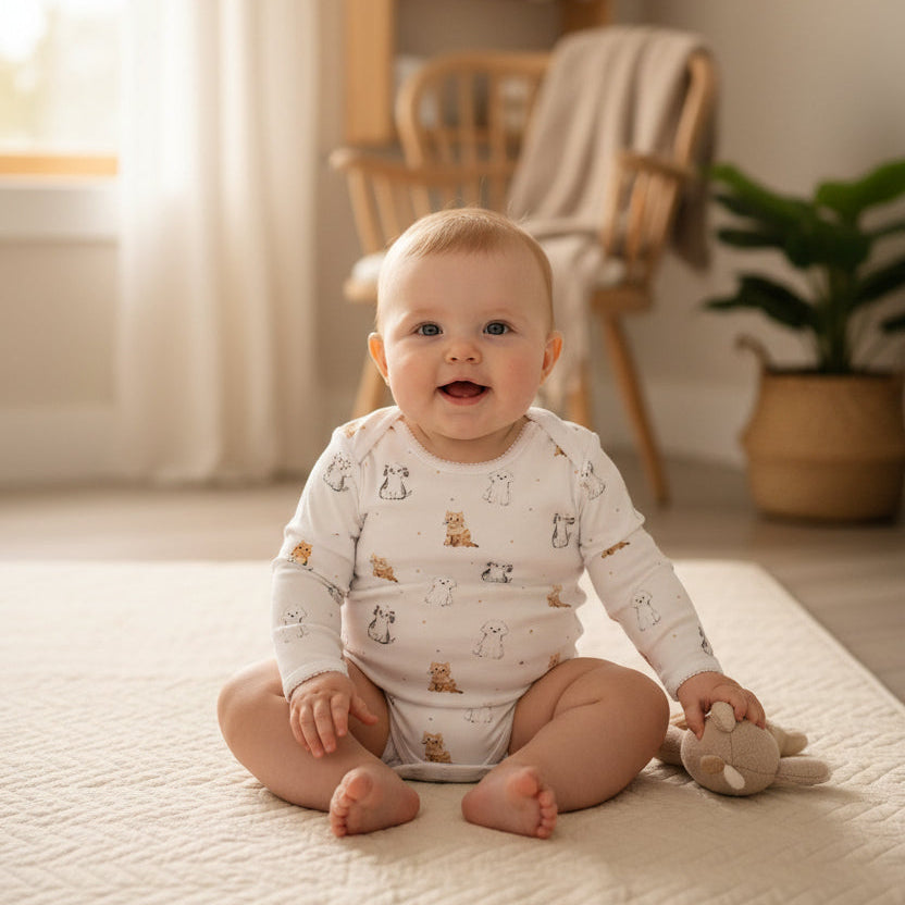 Long Sleeve Envelope Neck Bodysuit 100% Peruvian Pima Cotton - Baby Unisex