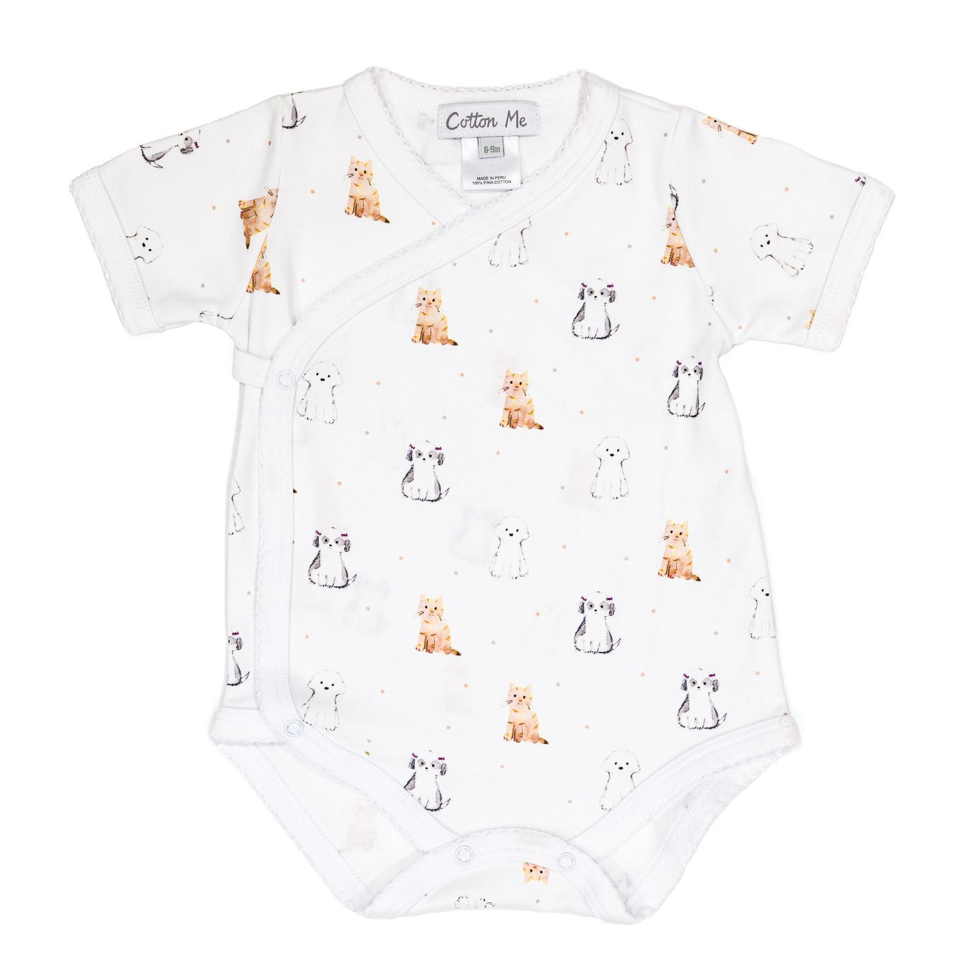 Short Sleeve Crossed Bodysuit 100% Peruvian Pima Cotton - Baby Unisex