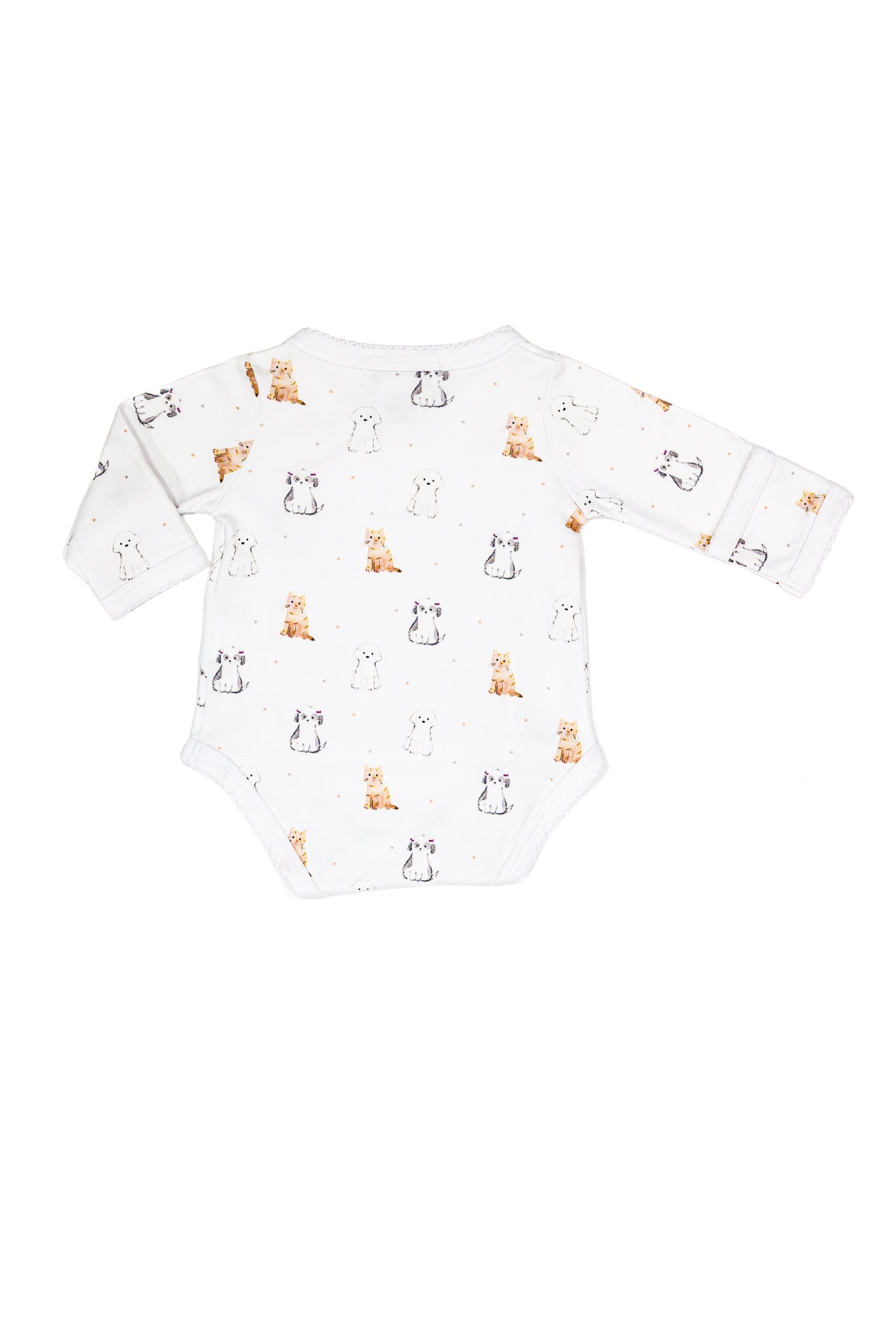 Long Sleeve Crossed Bodysuit Fold-over Scratch Mittens 100% Peruvian Pima Cotton - Baby Unisex
